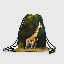Рюкзак-мешок Жираф на фоне деревьев, цвет: 3D-принт