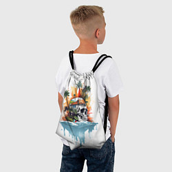 Рюкзак-мешок Череп-бунгало на острове, цвет: 3D-принт — фото 2