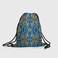 Рюкзак-мешок Сине-золотой цветочный узор, цвет: 3D-принт