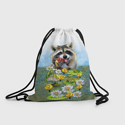 Рюкзак-мешок Енот и кувшинки, цвет: 3D-принт