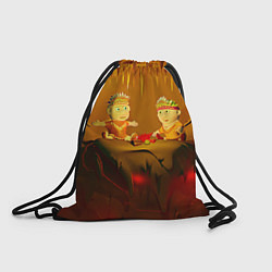 Рюкзак-мешок Два индейца у костра в пещере, цвет: 3D-принт