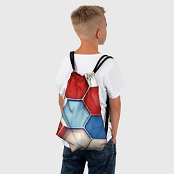 Рюкзак-мешок Большие белые синие красные плиты, цвет: 3D-принт — фото 2