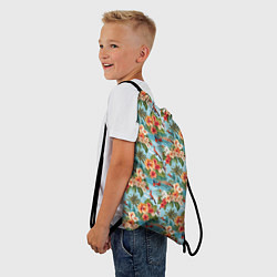 Рюкзак-мешок Гавайские цветы паттерн, цвет: 3D-принт — фото 2