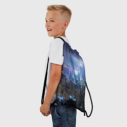 Рюкзак-мешок Большой город в розово-голубых огнях, цвет: 3D-принт — фото 2