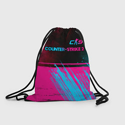 Рюкзак-мешок Counter-Strike 2 - neon gradient: символ сверху, цвет: 3D-принт