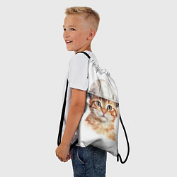 Рюкзак-мешок Акварельный кот-строитель, цвет: 3D-принт — фото 2