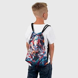 Рюкзак-мешок Девушка киберсамурай и дракон от нейросети, цвет: 3D-принт — фото 2