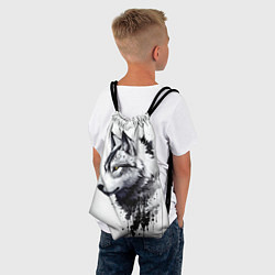 Рюкзак-мешок Белый волк - краски, цвет: 3D-принт — фото 2