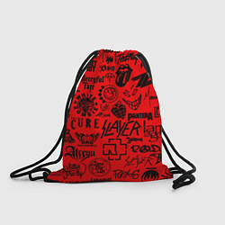 Рюкзак-мешок Лучшие рок группы на красном, цвет: 3D-принт