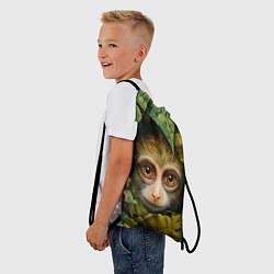 Рюкзак-мешок Маленькая обезьянка в листьях, цвет: 3D-принт — фото 2