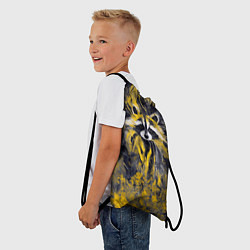 Рюкзак-мешок Абстрактный желтый енот в стиле арт, цвет: 3D-принт — фото 2