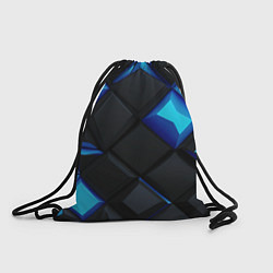 Рюкзак-мешок Черные и синие плитки, цвет: 3D-принт