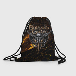 Рюкзак-мешок Baldurs Gate 3 logo gold and black, цвет: 3D-принт
