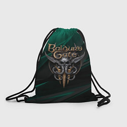 Рюкзак-мешок Baldurs Gate 3 logo green geometry, цвет: 3D-принт