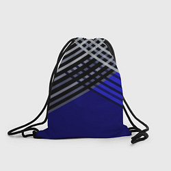 Рюкзак-мешок Белые и серые полосы на синем фоне, цвет: 3D-принт