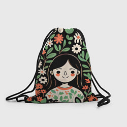 Рюкзак-мешок Девочка в цветах - Бохо, цвет: 3D-принт