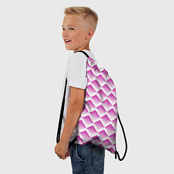 Рюкзак-мешок Розовые вдавленные ромбы, цвет: 3D-принт — фото 2