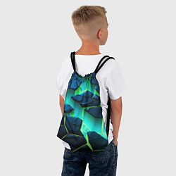 Рюкзак-мешок Разлом объемных зеленых плит, цвет: 3D-принт — фото 2