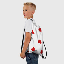 Рюкзак-мешок Красные сердечки на белом, цвет: 3D-принт — фото 2