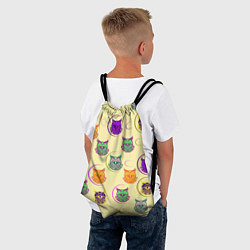 Рюкзак-мешок Сова - разноцветные птицы, цвет: 3D-принт — фото 2