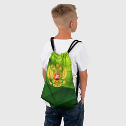 Рюкзак-мешок Золотистый герб России на зеленом фоне, цвет: 3D-принт — фото 2