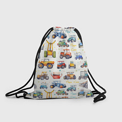 Рюкзак-мешок Акварельные тракторы - детский паттерн, цвет: 3D-принт