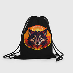Рюкзак-мешок Волк на черном фоне, цвет: 3D-принт