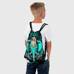 Рюкзак-мешок Бирюзовый слон с узорами и лотосом, цвет: 3D-принт — фото 2