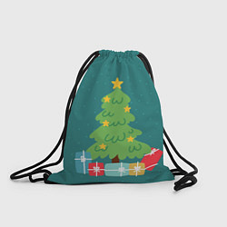 Рюкзак-мешок Новогодняя ёлочка - зеленый, цвет: 3D-принт