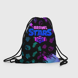 Рюкзак-мешок Brawl stars neon logo, цвет: 3D-принт