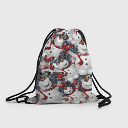 Рюкзак-мешок Зимний паттерн со снеговиками, цвет: 3D-принт