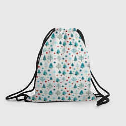 Рюкзак-мешок Новогодние элементы елки снежинки шарики, цвет: 3D-принт