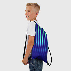 Рюкзак-мешок Полосатый сине-зелёный градиент, цвет: 3D-принт — фото 2