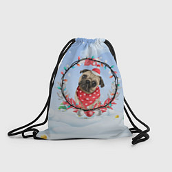 Рюкзак-мешок Новогодний мопс, цвет: 3D-принт