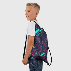 Рюкзак-мешок Киберпанк линии синие и розовые, цвет: 3D-принт — фото 2