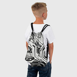 Рюкзак-мешок Киберпанк белые полосы на чёрном фоне, цвет: 3D-принт — фото 2