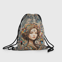 Рюкзак-мешок Девушка с узорами, цвет: 3D-принт
