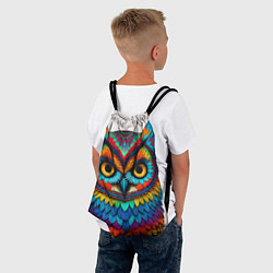Рюкзак-мешок Сова желтоглазая с разноцветными перьями, цвет: 3D-принт — фото 2