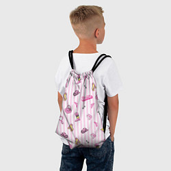 Рюкзак-мешок Барби - розовая полоска и аксессуары, цвет: 3D-принт — фото 2