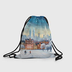 Рюкзак-мешок Новогодний городок, цвет: 3D-принт