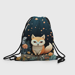 Рюкзак-мешок Фэнтезийная лисичка в лесу фолк-арт, цвет: 3D-принт