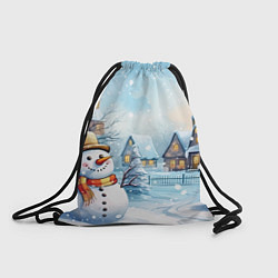 Рюкзак-мешок Новогодний городок и снеговики, цвет: 3D-принт