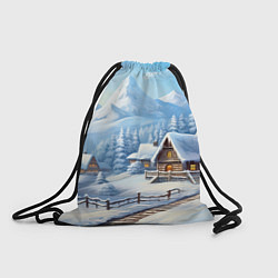 Рюкзак-мешок Новогодняя зимняя деревня, цвет: 3D-принт
