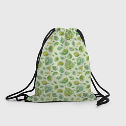 Рюкзак-мешок Акварельные листья с узором, цвет: 3D-принт