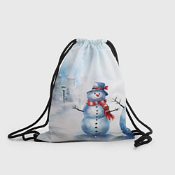 Рюкзак-мешок Новогодний день со снеговиком, цвет: 3D-принт