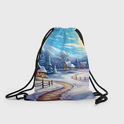 Рюкзак-мешок Новогоднее настроение пейзаж, цвет: 3D-принт