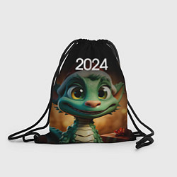 Рюкзак-мешок Зеленый дракончик символ года 2024, цвет: 3D-принт