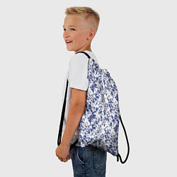 Рюкзак-мешок Белый с синими пёрышками, цвет: 3D-принт — фото 2