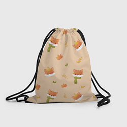 Рюкзак-мешок Лисички с листьями, цвет: 3D-принт