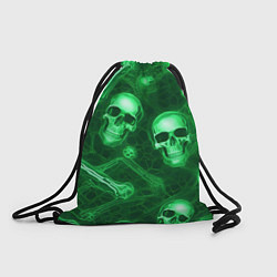 Рюкзак-мешок Зелёные черепа и кости, цвет: 3D-принт